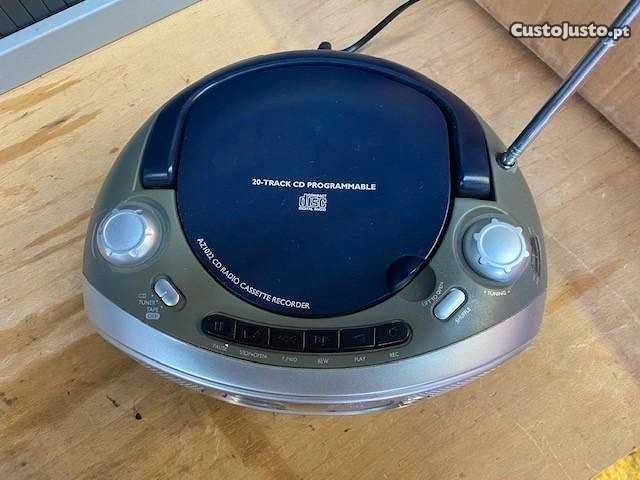 Leitor de Cd rádio cassette Philips AZ1022 portátil