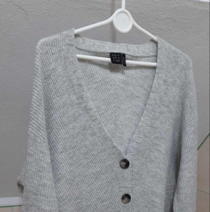 Kardigan oversize 38 M szary guziki bdb wiosna