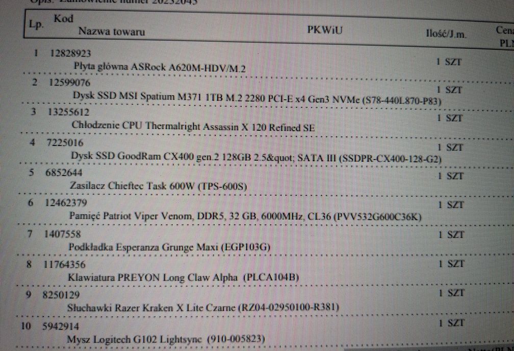 Komputer RX 9060 XT 16GB AM5 Ryzen 5 8400F 32 GB DDR5 1TB