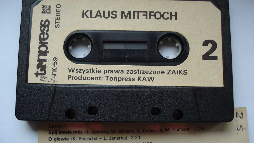 Klaus Mitffoch, kaseta magnetofonowa - sprzedam