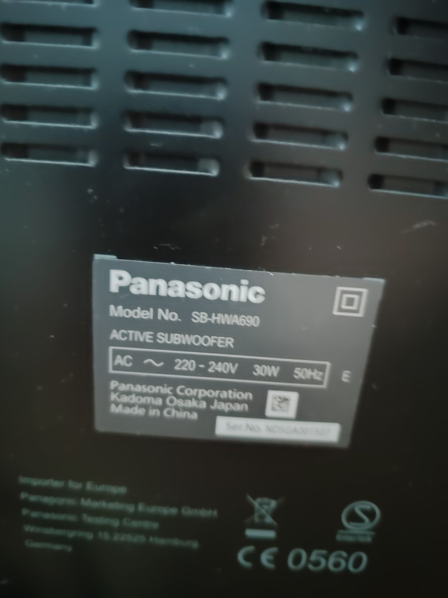 Sounbar+subwoofer Panasonic