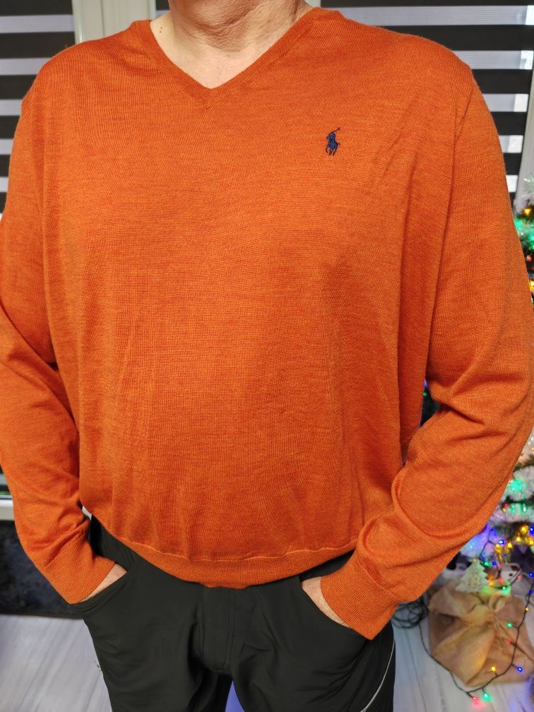 Super sweterek z wełny merino 100 % Polo Ralph Lauren rozm 3 XL nowy