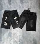 Чоловічі джинсові шорти Chrome Hearts. Чорні, світло-сині, темно-сині