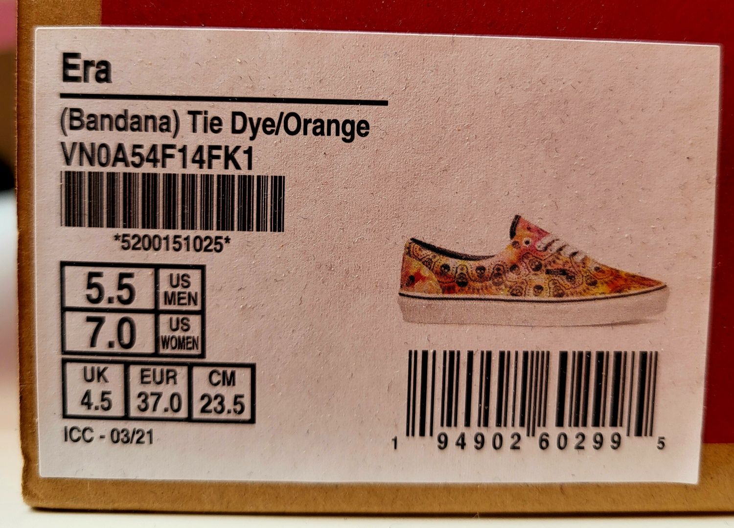 Vans Era (Dandana) Orange buty