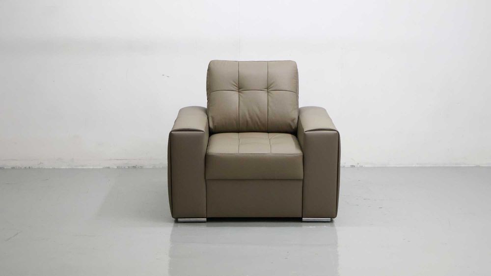 FOTEL SKÓRA naturalna MADRAS 4119 popielata skóra wygodny salon ładny