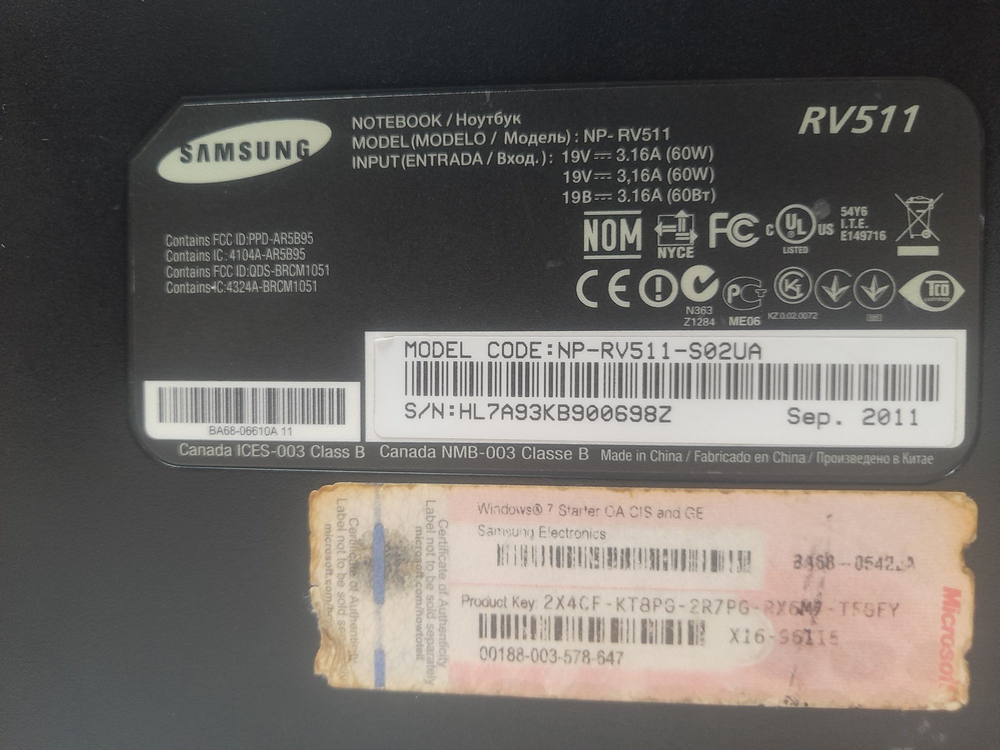 Ноутбук SAMSUNG RV511-S02