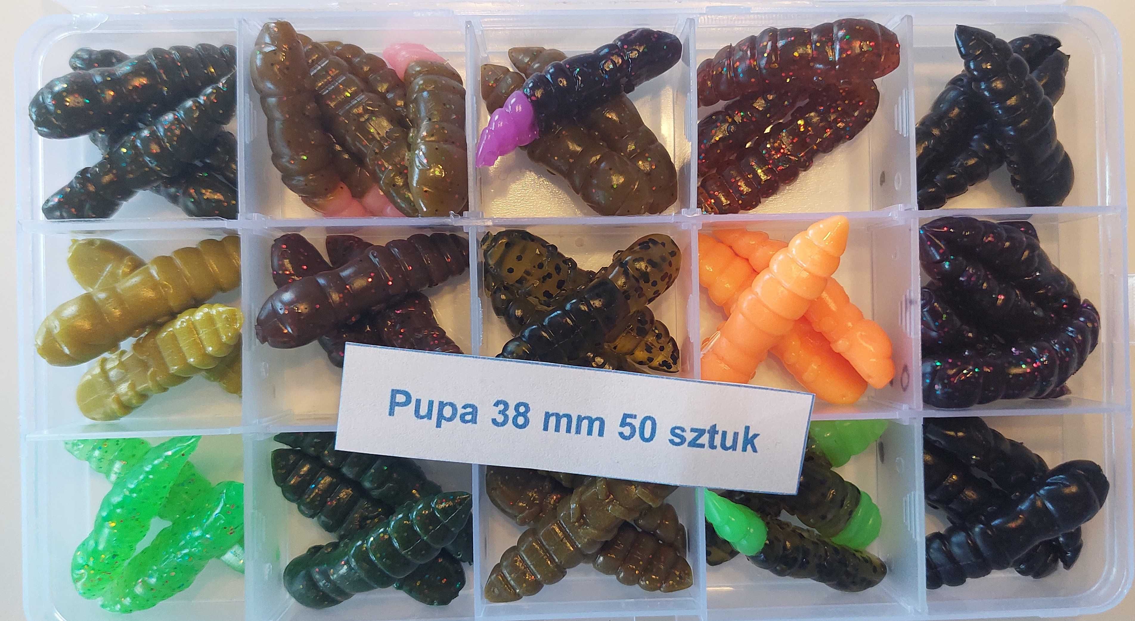 Pupa larwa 38 mm 3.8 cm 1.7 g - 50 sztuk zestaw przynęt okoń ul xul