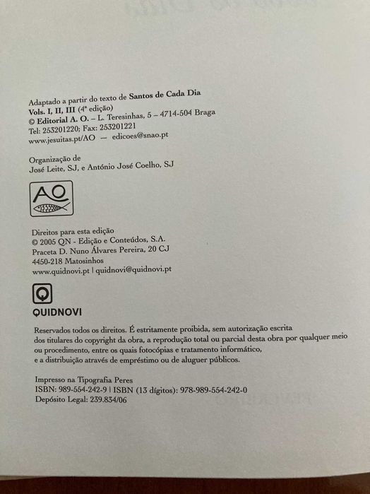 Santos de Todos os Dias - Fevereiro