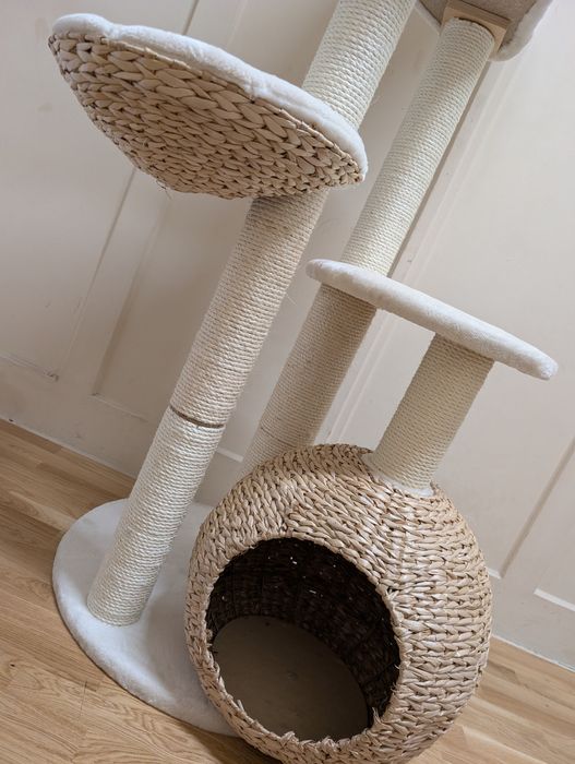 Laguna Drapak dla Kota Kremowy 83x74x160cm WYSOKI DUŻY WIKLINOWY UŻYWA