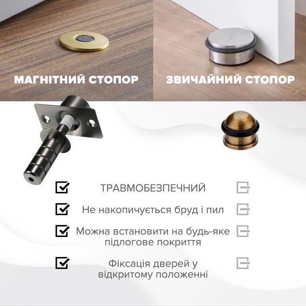 Магнітні стопери для дверей в золоті