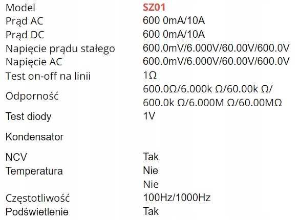 ANENG SZ01 inteligentny cyfrowy multimetr wielofunkcyjny miernik NOWY