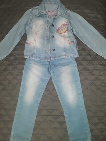 Фирменные летние джинсы и пиджак для девочки 3-4 года комплект
