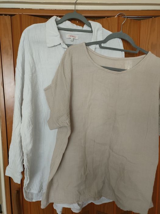 Bluzka muślinowa damska xxl+ muslinowa koszula xxl./ XXL.Beż.