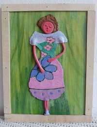 Wiosenna dziewczyna ceramika ,drewno