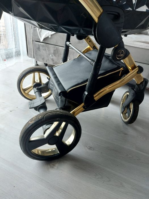 Kosz pod wózek junama Diamond czary czarno zloty nowy ekoskóra