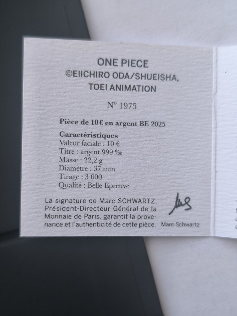 Moeda em prata ONE PIECE 10€ Monnaie de Paris
