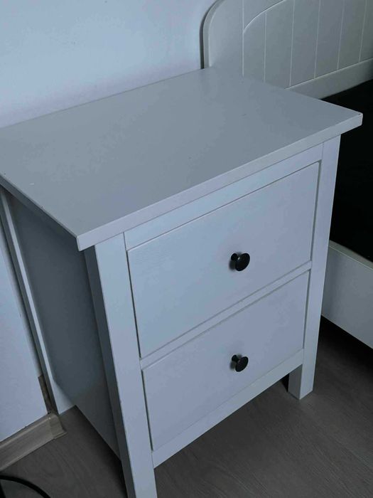 IKEA HEMNES Komoda 2 szuflady biała bejca szafka nocna drewno 54x66 cm