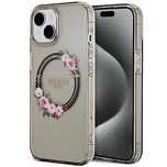 Etui Guess IML Flowers Wreath MagSafe na iPhone 15 / 14 / 13 - czarne