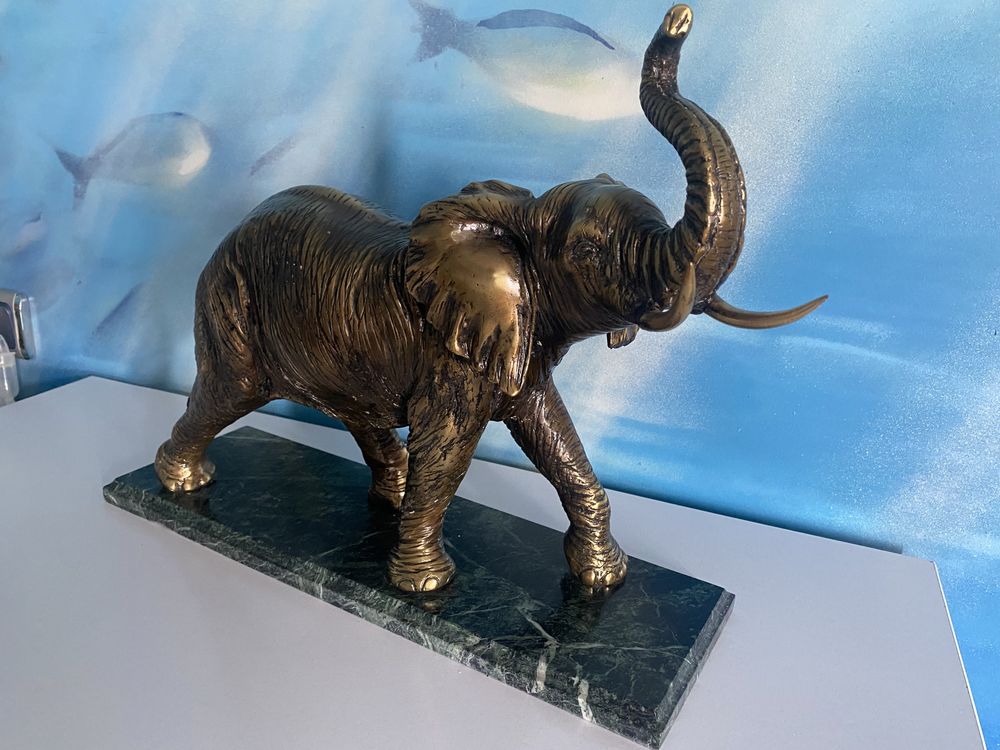 Статуэтка слон бронза винтаж колекционная мрамор старинная