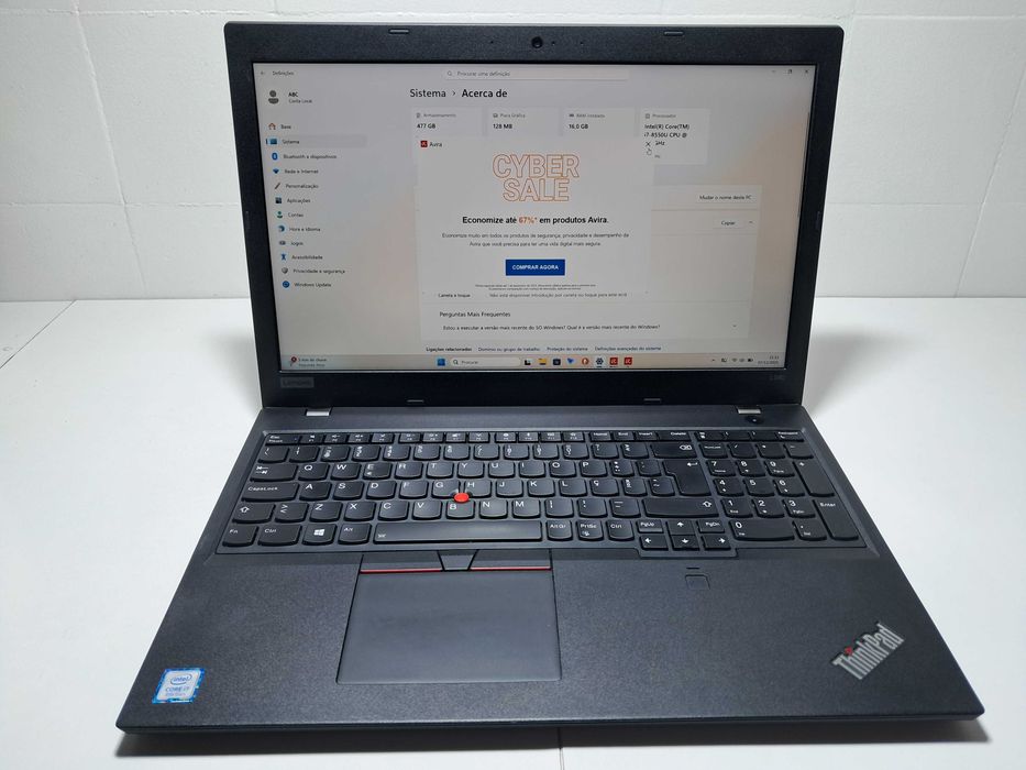 Portátil: ThinkPad L580 i7 • 16GB RAM – ótimo Estado
