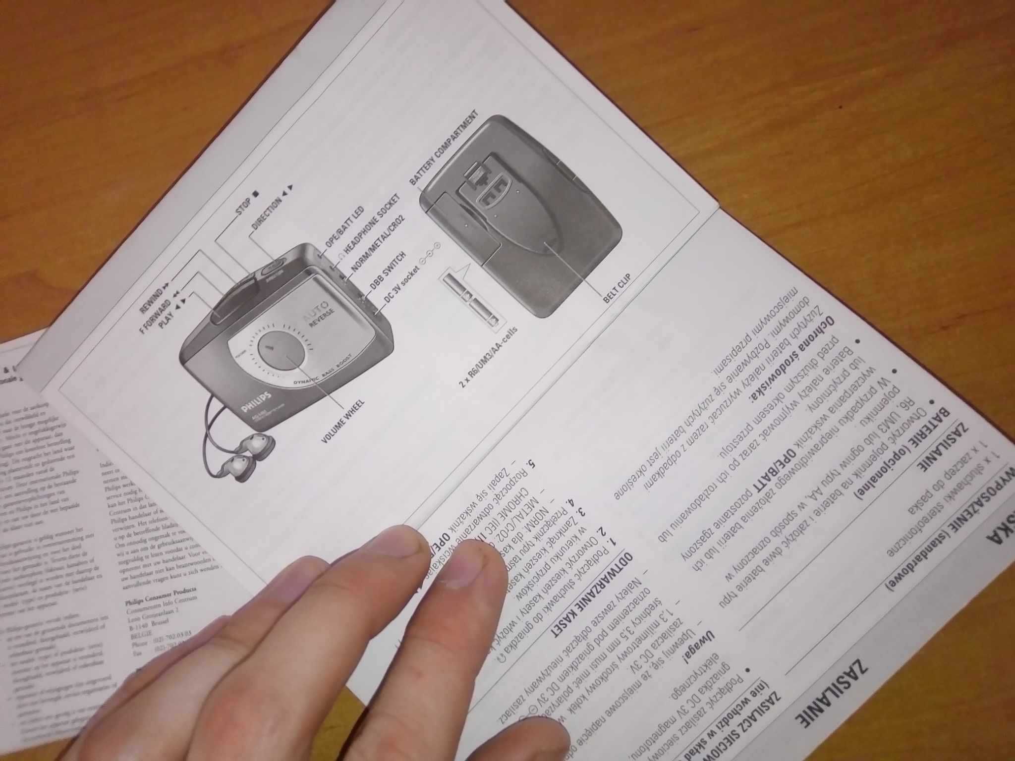 Walkman odtwarzacz kasetowy Philips Aq6487 instrukcja obsługi PRL