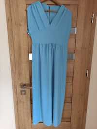 Jasnoniebieska sukienka maxi koktajlowa M/38 na lato wesele