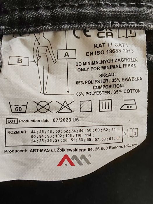 Nowe spodnie ogrodniczki Professional Grey rozm 50 177/88cm.