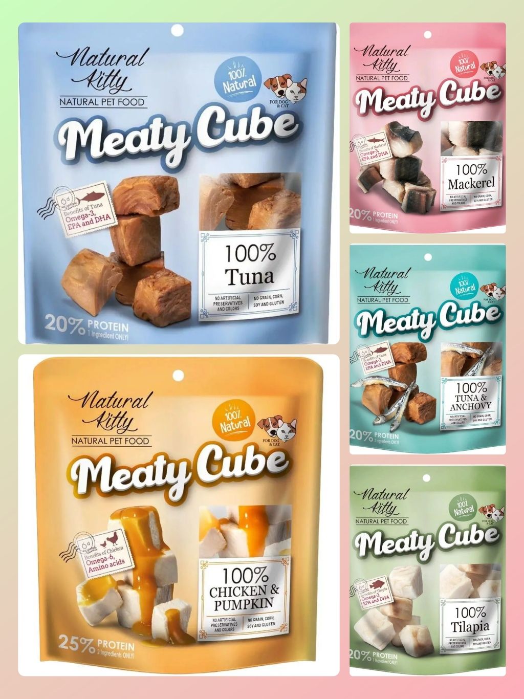 Лакомства для котов и собак Natural Kitty Meaty Cube Вес 60г