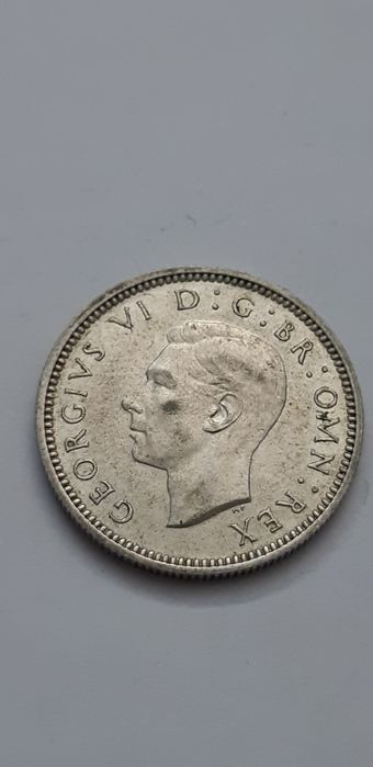 Wielka Brytania 6 pensów 1939 - srebro - real foto