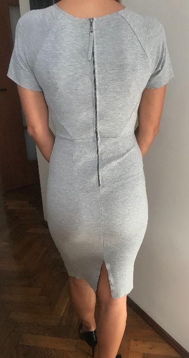 Sukienka szara H&M rozmiar XS, dopasowana, stan idealny zamek z tyłu