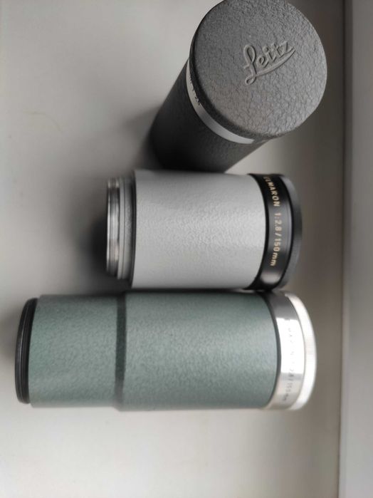 Объективы Leica Elmaron 2,8/150 mm,  Leica Hektor 2,5/100 mm.
