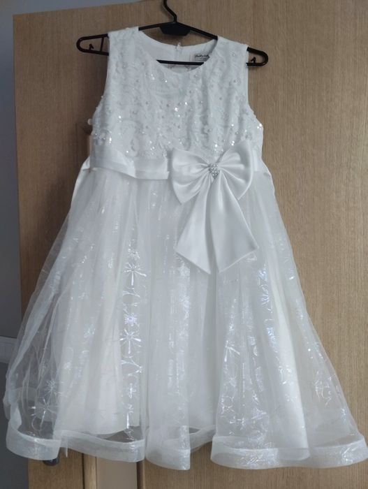 Sukienka biała elegancka wieczorowa koktajlowa komunia chrzest wesele