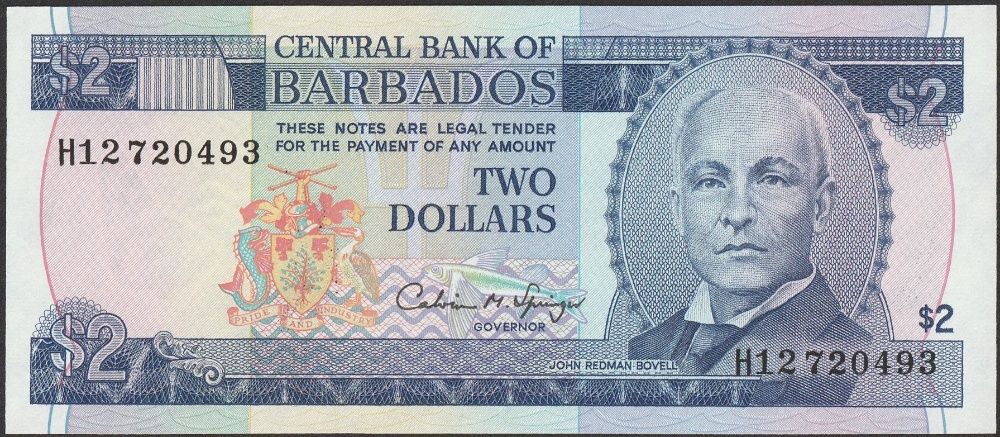 Barbados 2 dolary 1993 - stan bankowy UNC