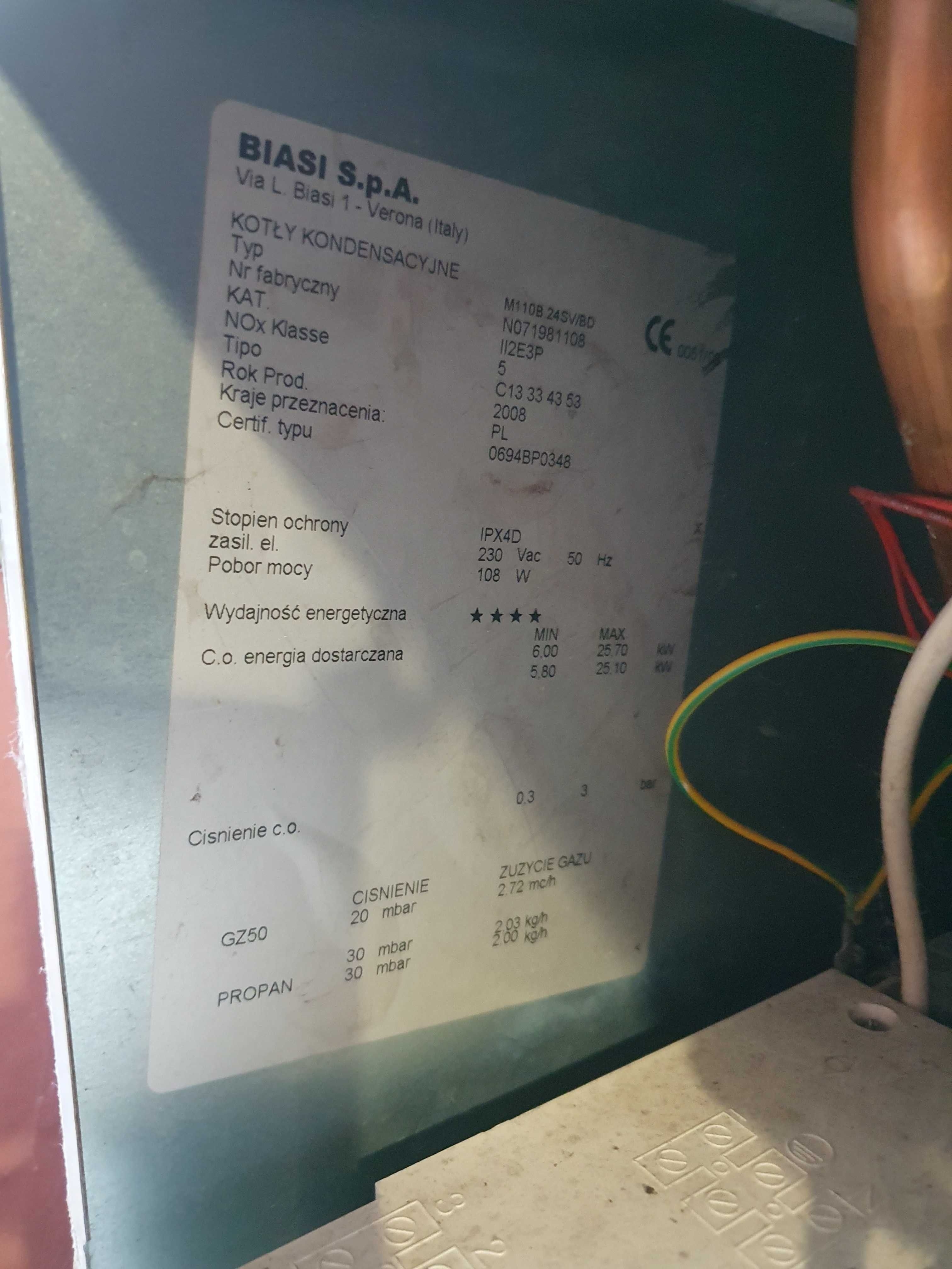 USZKODZONY Kocioł piec gaz 1-funkc kondensacyjny BIASI M110B.24 SV/BD