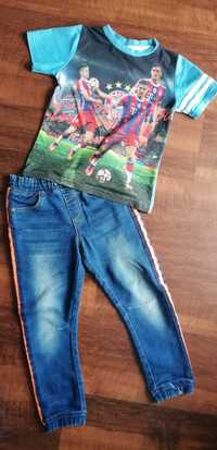 Spodnie jeans + bluzka Lewandowski roz.116