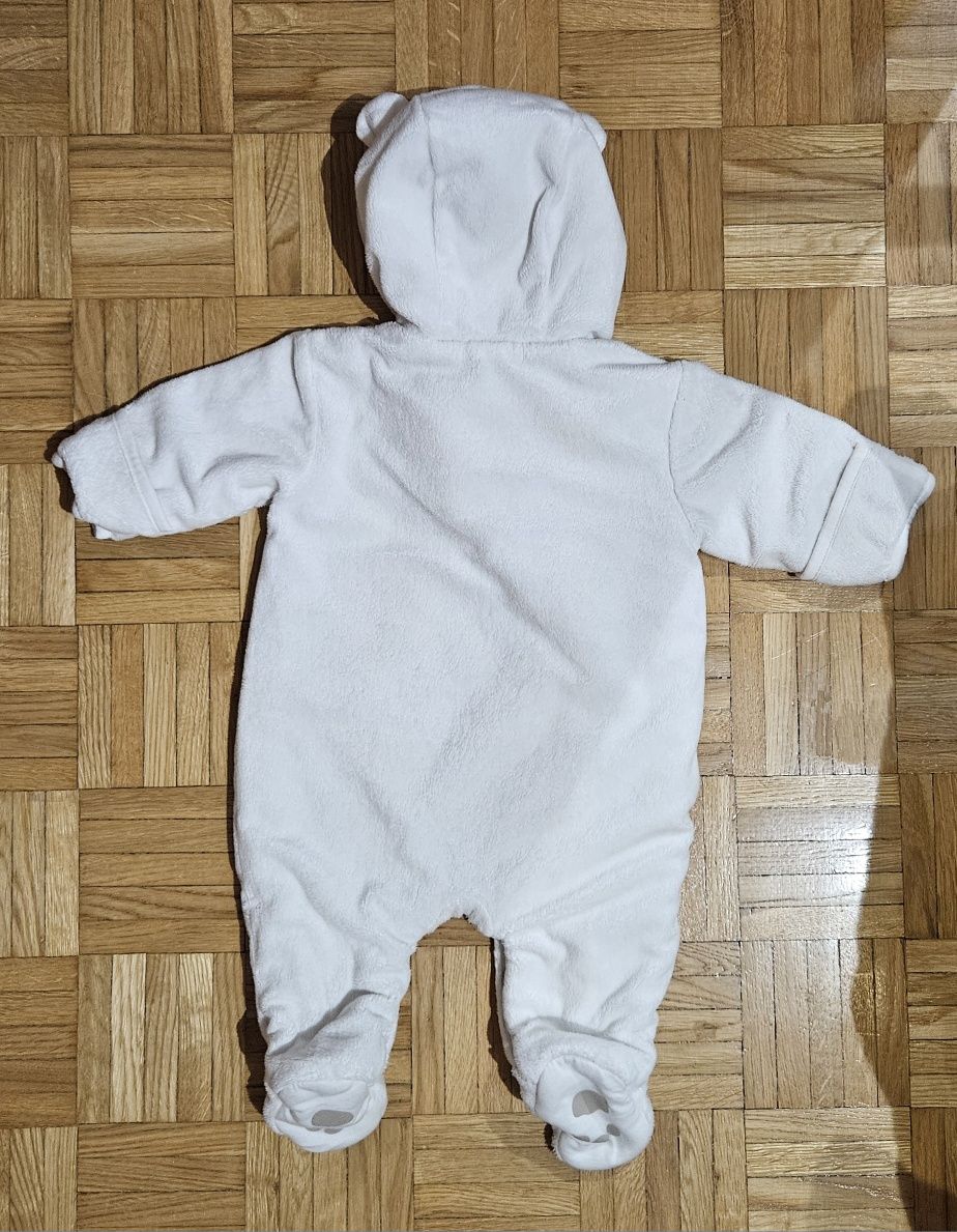 Kombinezon zimowy biały Miś misio 3 msc newborn niemowlak 62 chrzest