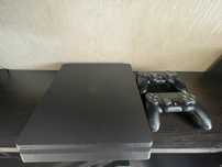 Playstation 4 slim 1 tb, 2 джойстика + игры