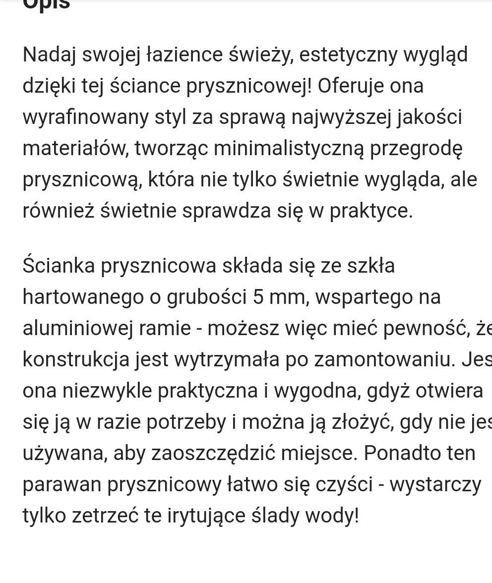 Ścianka prysznicowa składana