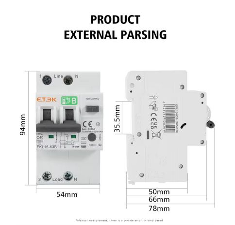 RCBO Differential and Circuit Breaker 2 in 1 - TYPE B - Single Phase - 40A - 30 mA64409434780801124