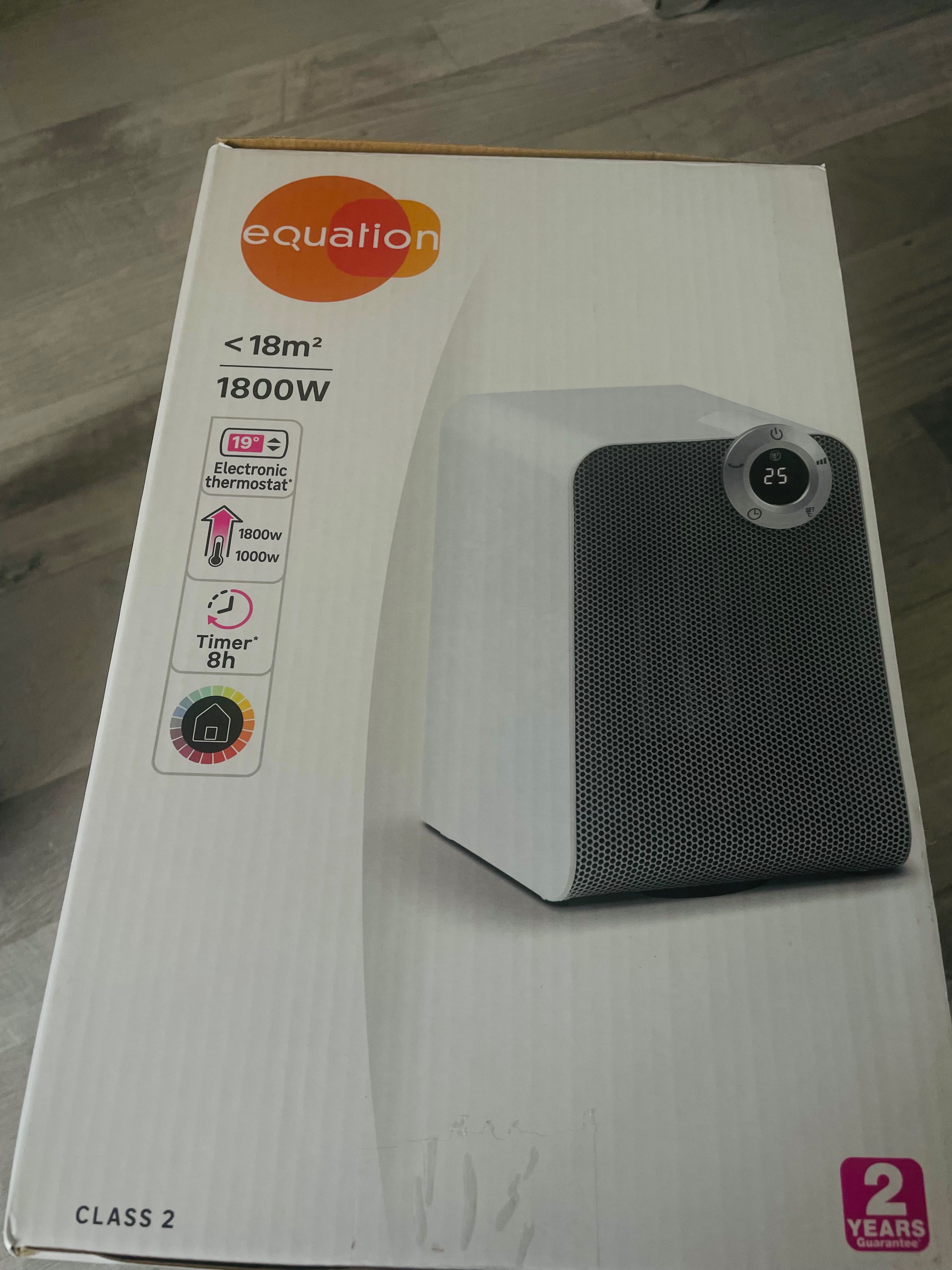Termowentylator ceramiczny 1800 W LED biało/srebrny EQUATION