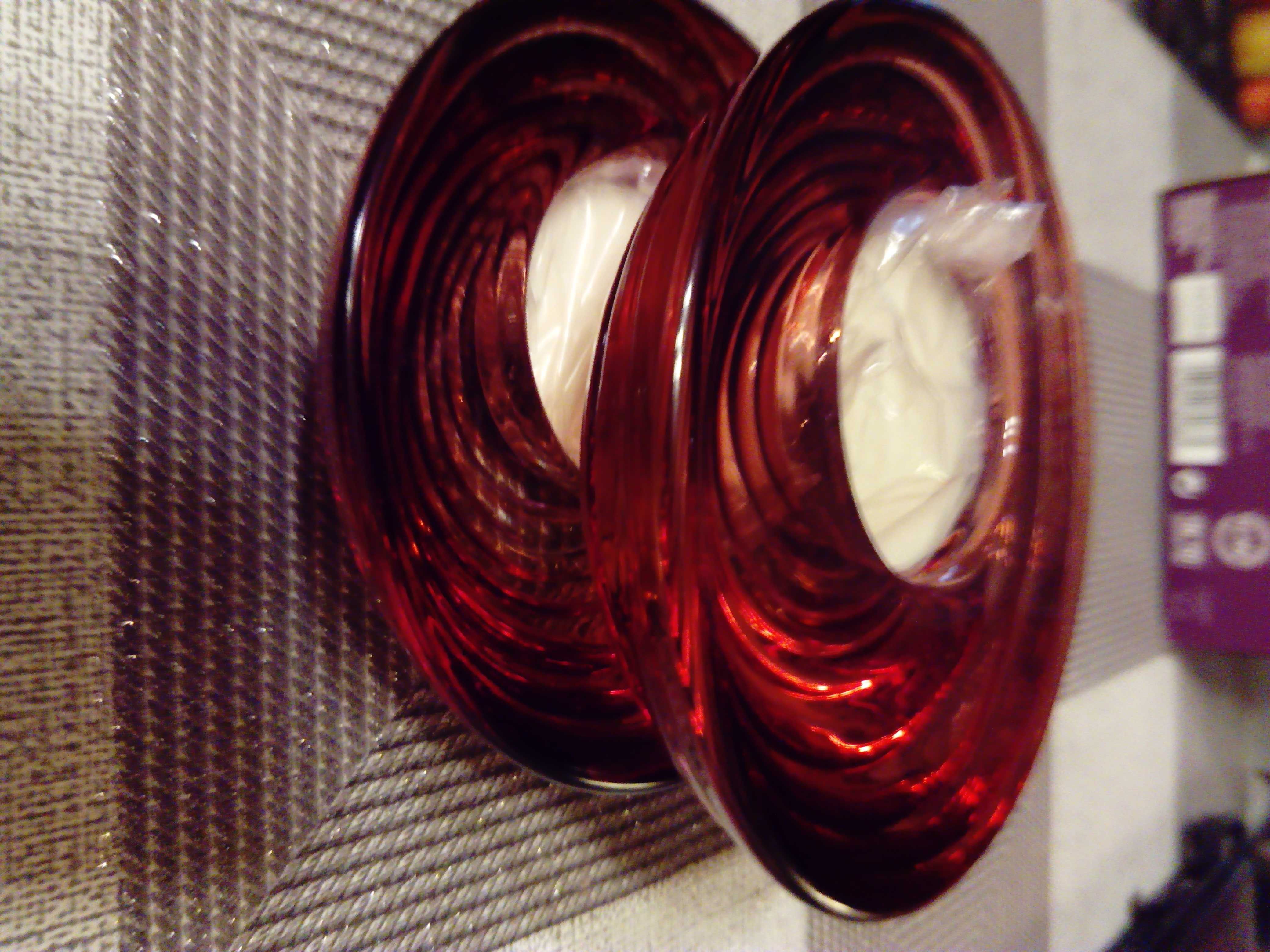 Ozdobne świeczniki szklane, wzór spiralny- 2 szt