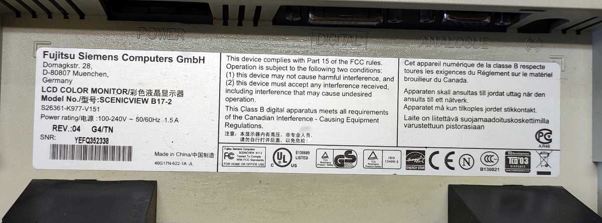 Monitor LCD Fujitsu Siemens Scenicview B17-2 17" multimedialny