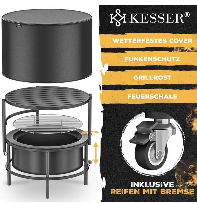 Palenisko z rusztem mobilne misa paleniskowa 65 cm GRILL + pokrowiec