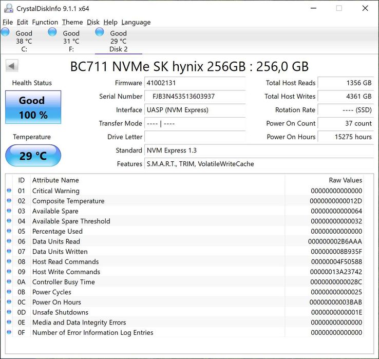 SSD nvme 2230 256GB Hynix BC711