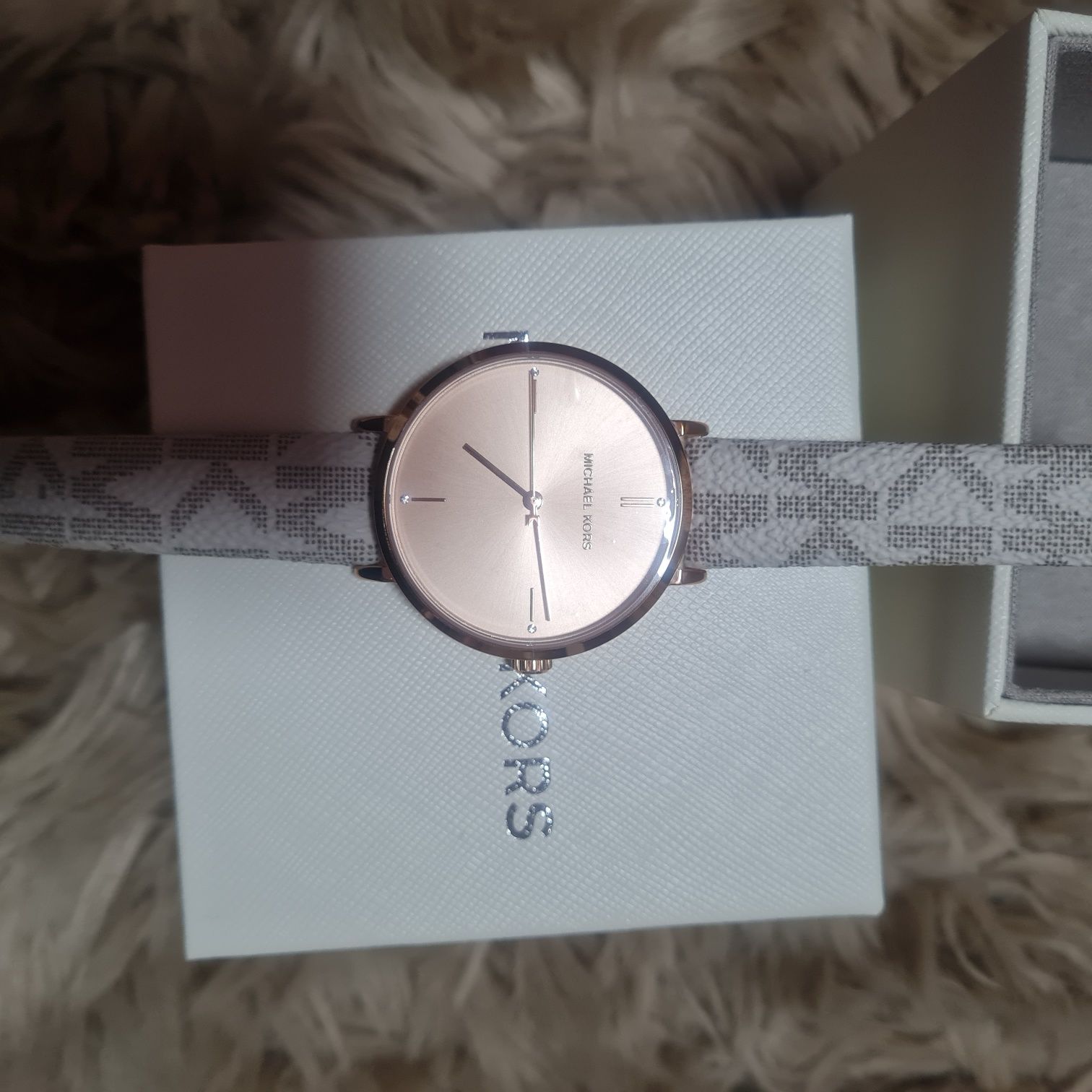 Michael Kors MK 7128 JAYNE zegarek damski beżowy i różowe złoto gwaran