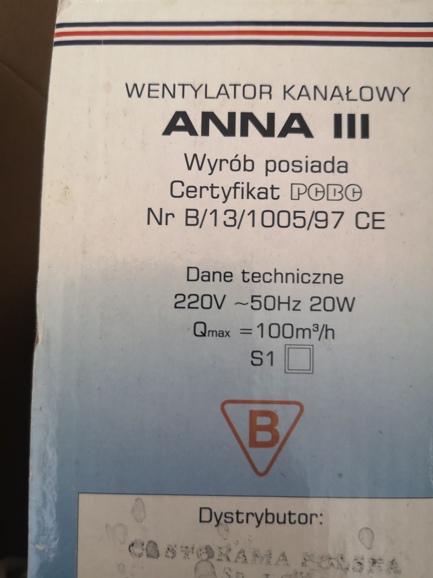 Wentylator kanałowy typ Anna III