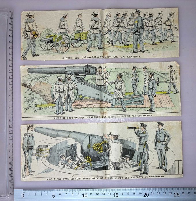 Tiras de figuras de soldados em papel antigas dos inícios de 1900