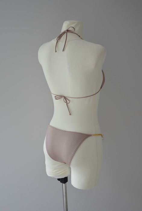 Calzedonia fioletowy liliowy satynowy strój kąpielowy bikini 75B 36 S