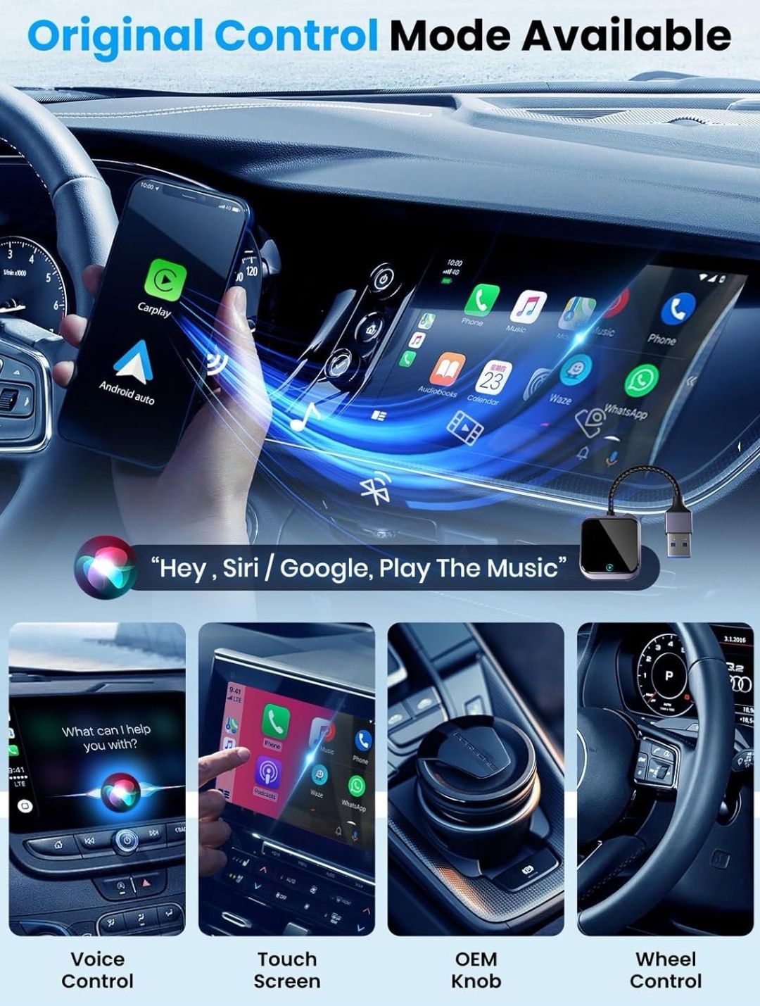 Bezprzewodowy adapter Carplay i Android Auto z szybkim i stabilnym 5GH
