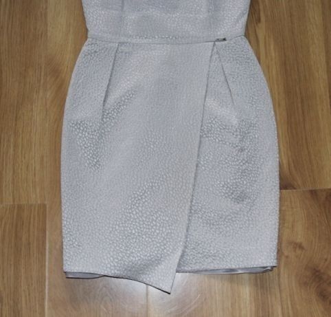 SIMPLE szara srebrna złota sukienka bezowa 34 xs 36 s suknia slub